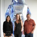 Jen Lewin, center, poses with Art Lab Fellows Karen Navarro (left) and Gerardo Rosales (right)